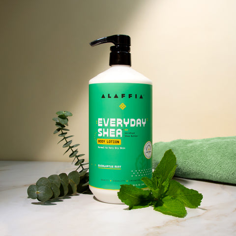 Alaffia EveryDay Shea Body Lotion, Eucalyptus Mint 32oz